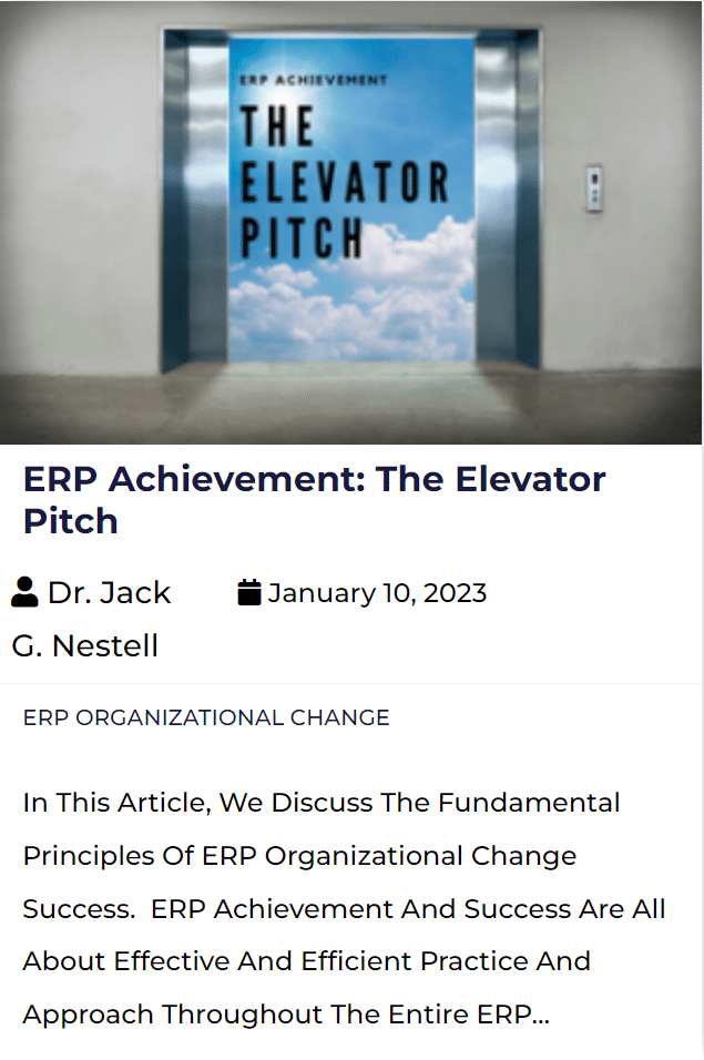 thumbnail image for the blog titled ERP Achievement: The Elevator Pitch