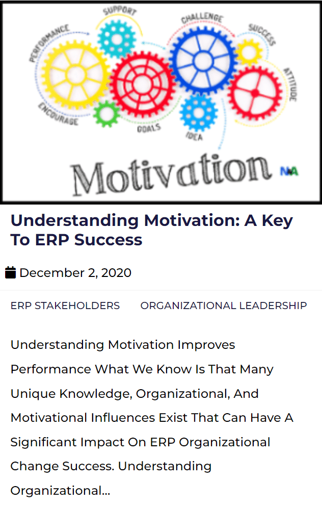 Understanding Motivation - A Key to ERP Success