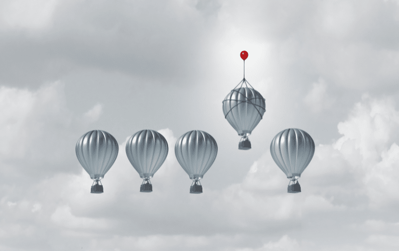 5 competitive hot air balloons and one has a competitive advantage