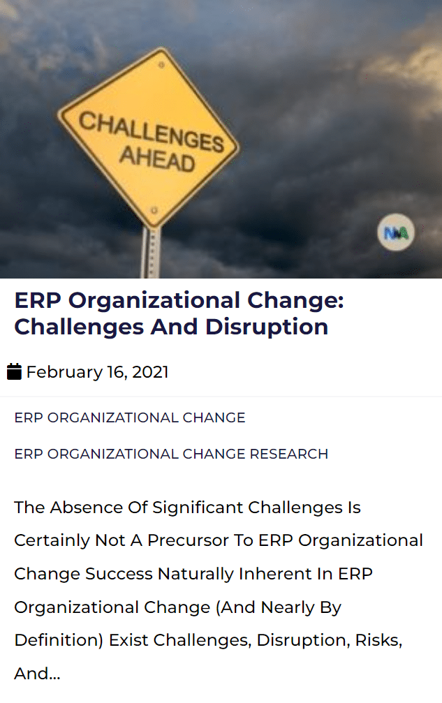 Thumbnail image for a blog called ERP Organizational Change Challenges and Disruption