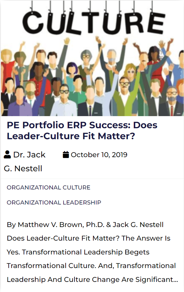 cover art for the article PE Portfolio ERP Success: Does Leader-Culture Fit Matter?